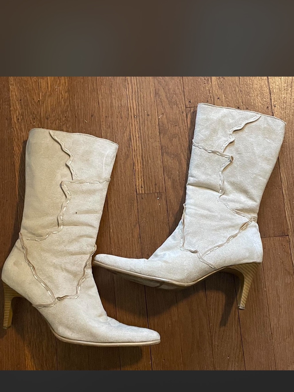 Cream Mid-Calf Heeled Boots - Stylish Women's Footwear